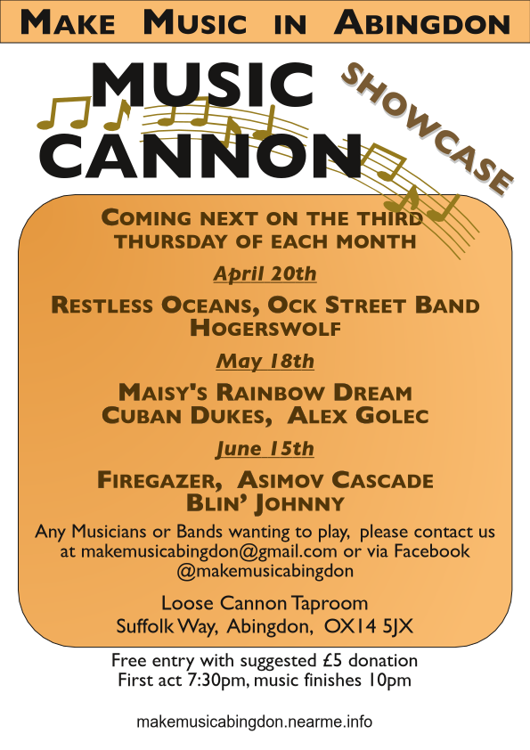 Cannon Showcases coming soon every 3rd Thursday of the month at the Loose Cannon Brewery.